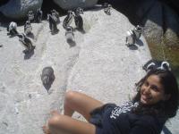 Manal with the penguins